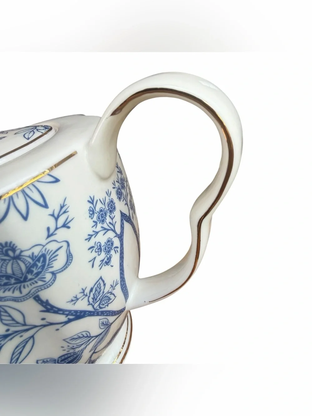 Grace Teaware Blue White Floral Teapot Porcelain Chinoiserie Grandmillennial